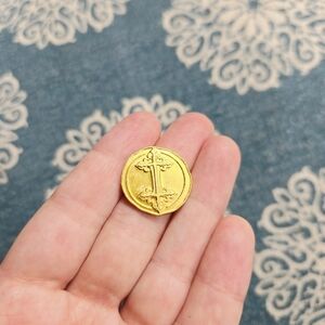 Vintage Gold Protego Et Fortuno Token Religious Charm Coin Talisman